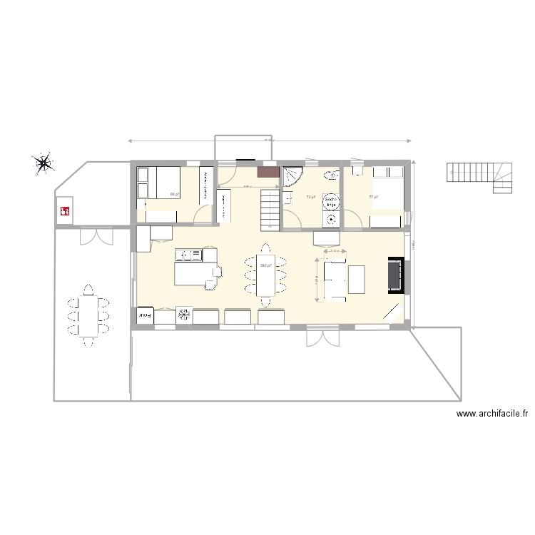 chalet 40X24 . Plan de 9 pièces et 158 m2