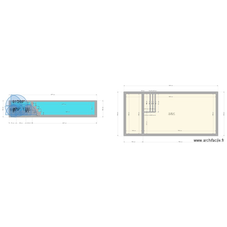 PISCINE PORTI. Plan de 5 pièces et 46 m2