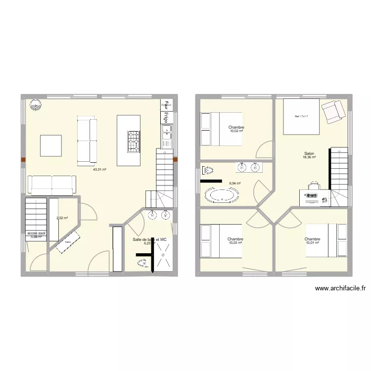 1erEtagev1. Plan de 9 pièces et 111 m²