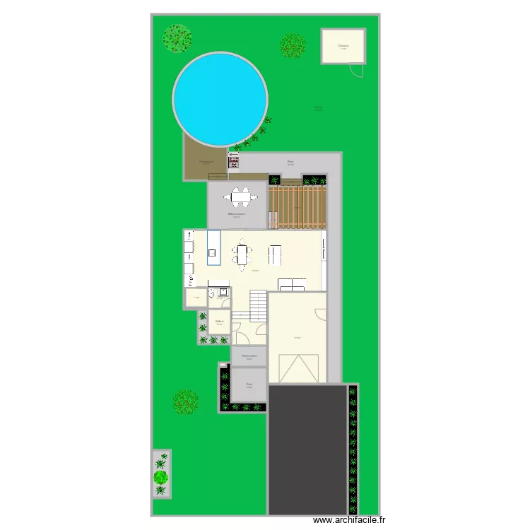 Viridis terrain piscine et aménagement pergola sur maison. Plan de Viridis terrain piscine et aménagement pergola sur maison. Plan de