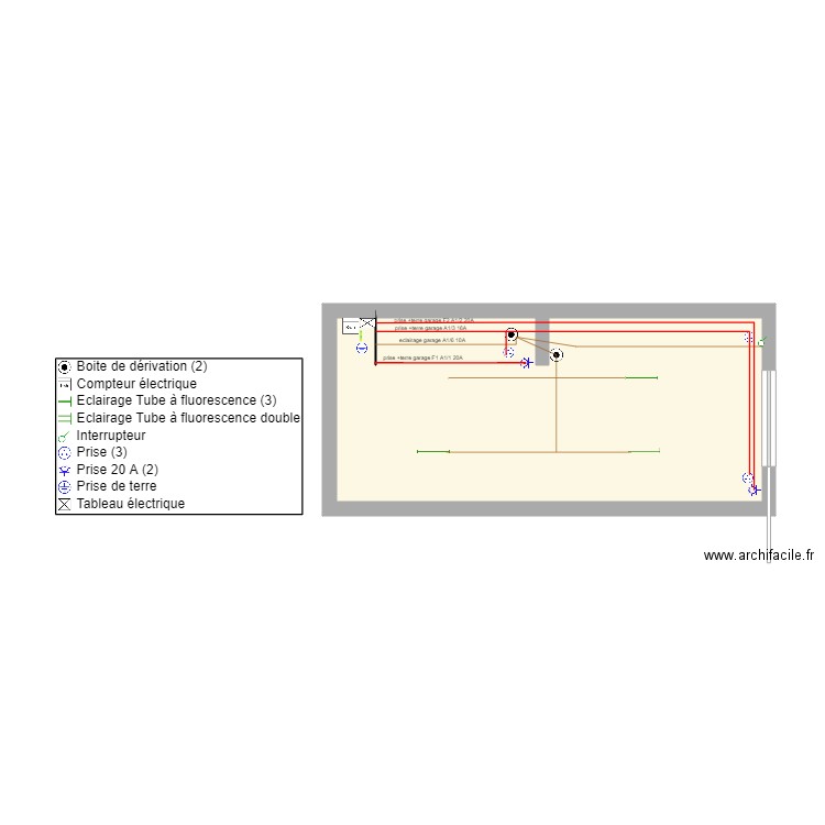 électricité garage câblages. Plan de 1 pièce et 25 m2