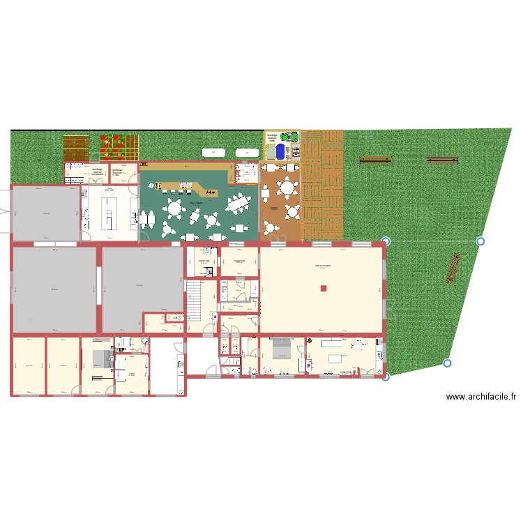 plan rdc secherie existant. Plan de 35 pièces et 1108 m2