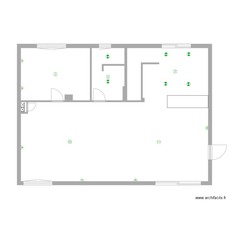 Garage 2023 éclairage. Plan de 4 pièces et 68 m2