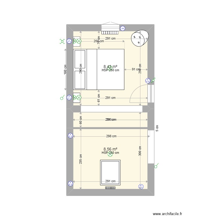 Chambre + Bureau. Plan de 0 pièce et 0 m2