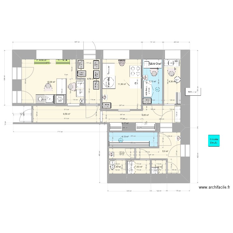 Mendionde 001. Plan de 14 pièces et 70 m2