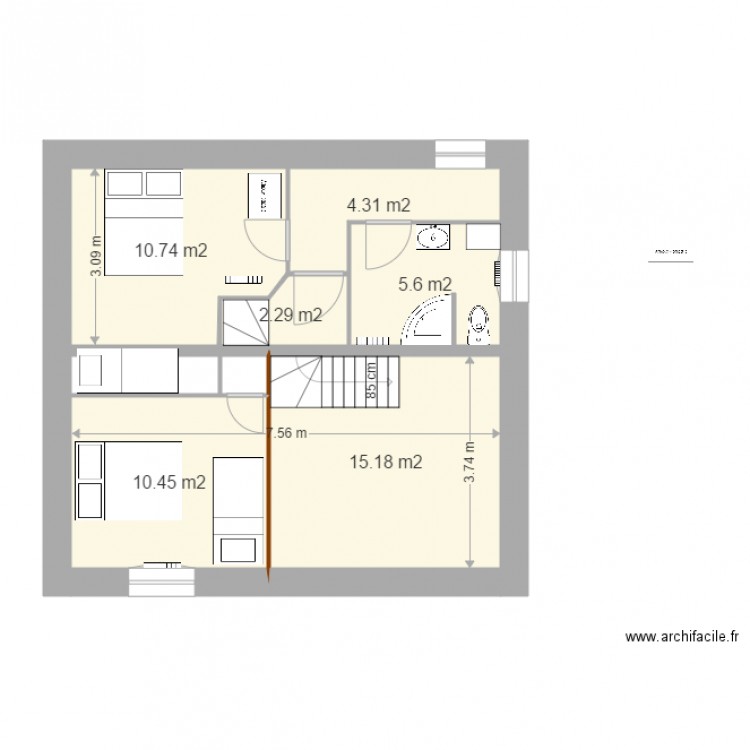 grange V26 1 er étage 12 déc cotes sdb. Plan de 0 pièce et 0 m2