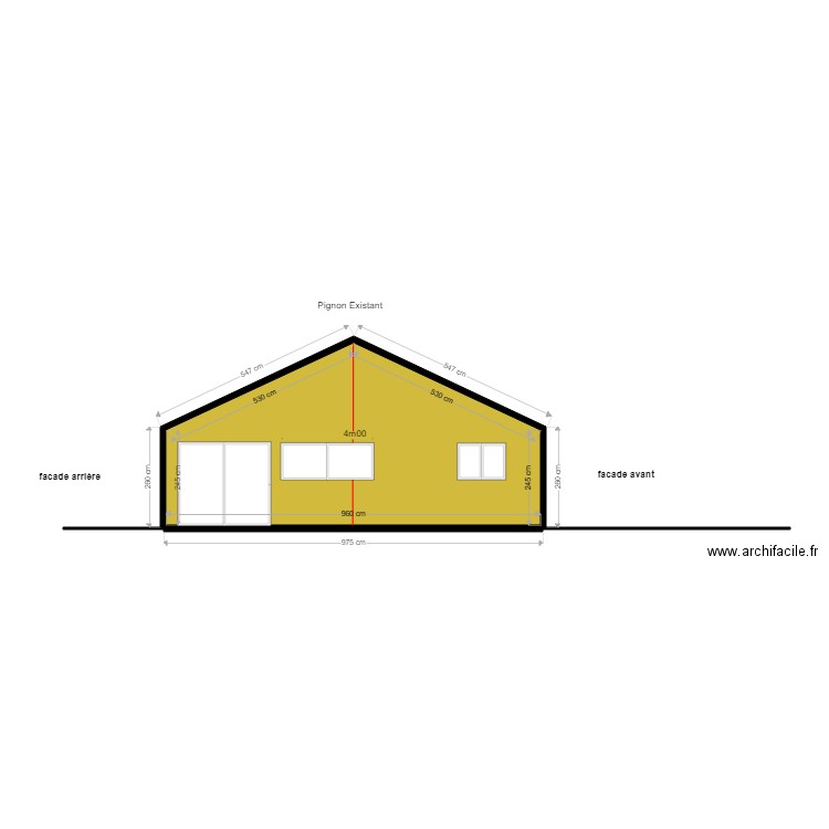 Orouet  pignon existant avant agrandissement. Plan de 0 pièce et 0 m2