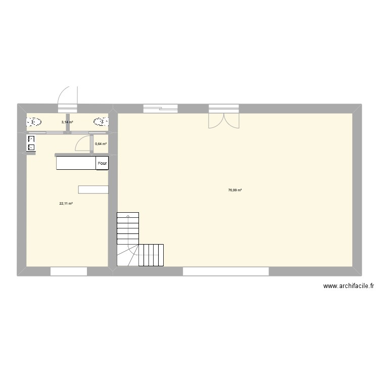 Fromagerie Grange 4. Plan de 4 pièces et 103 m2