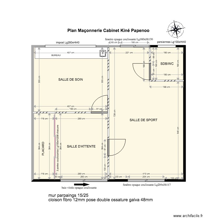 Plan maconnerie cabinet kiné Papenoo. Plan de 0 pièce et 0 m2