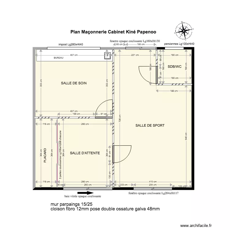Plan maconnerie cabinet kiné Papenoo. Plan de Plan maconnerie cabinet kiné Papenoo. Plan de