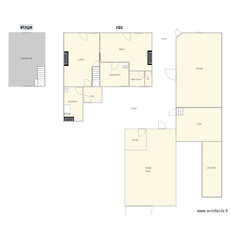 papin am. Plan de 14 pièces et 211 m2