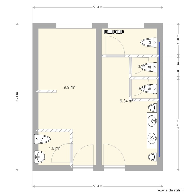 Dossier Ecole  Plan Sanitaire Proposition V2. Plan de 5 pièces et 22 m2