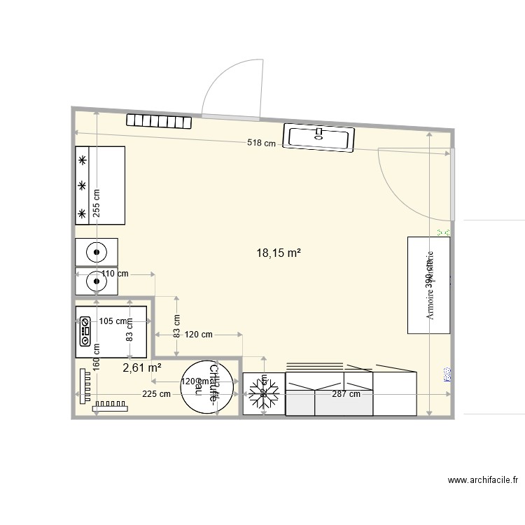 Buanderie . Plan de 2 pièces et 21 m2