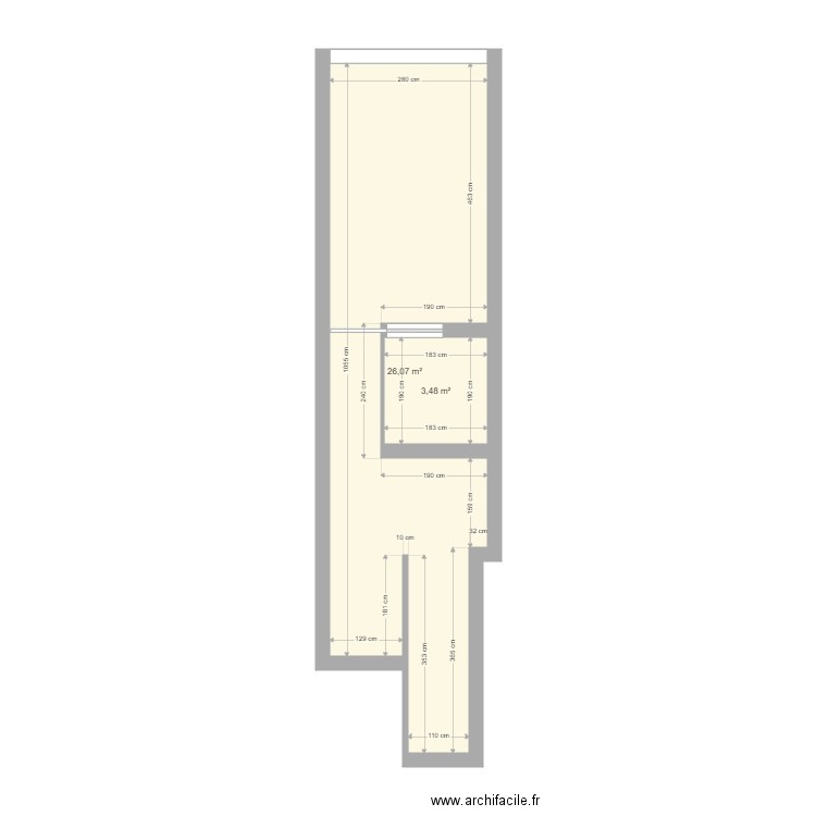 boucherie 1. Plan de 2 pièces et 30 m2