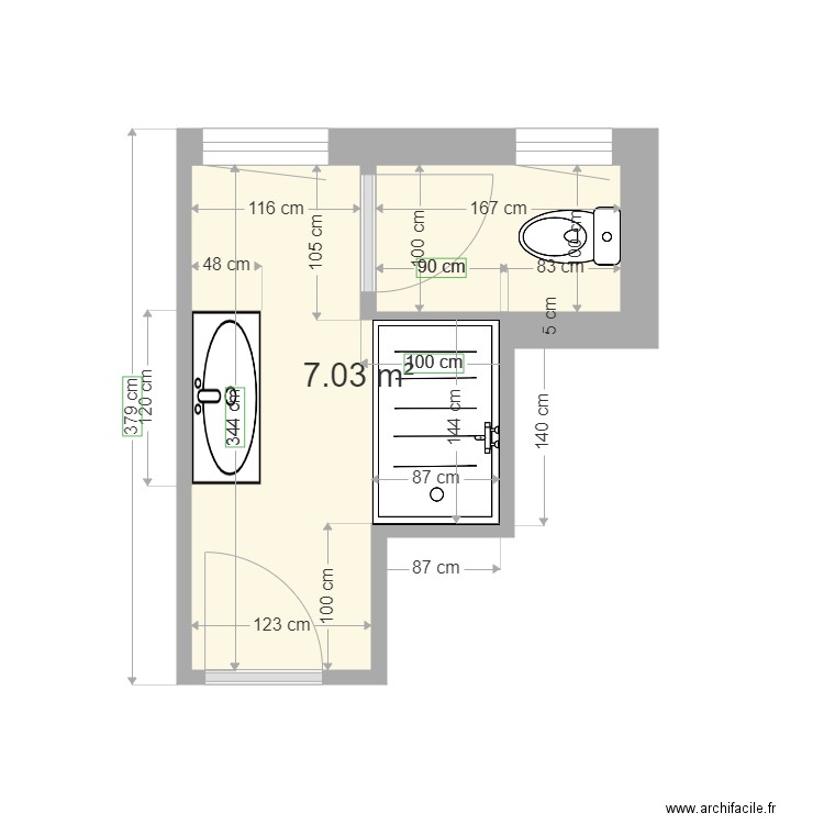 CHAIX SDB 2. Plan de 1 pièce et 7 m2