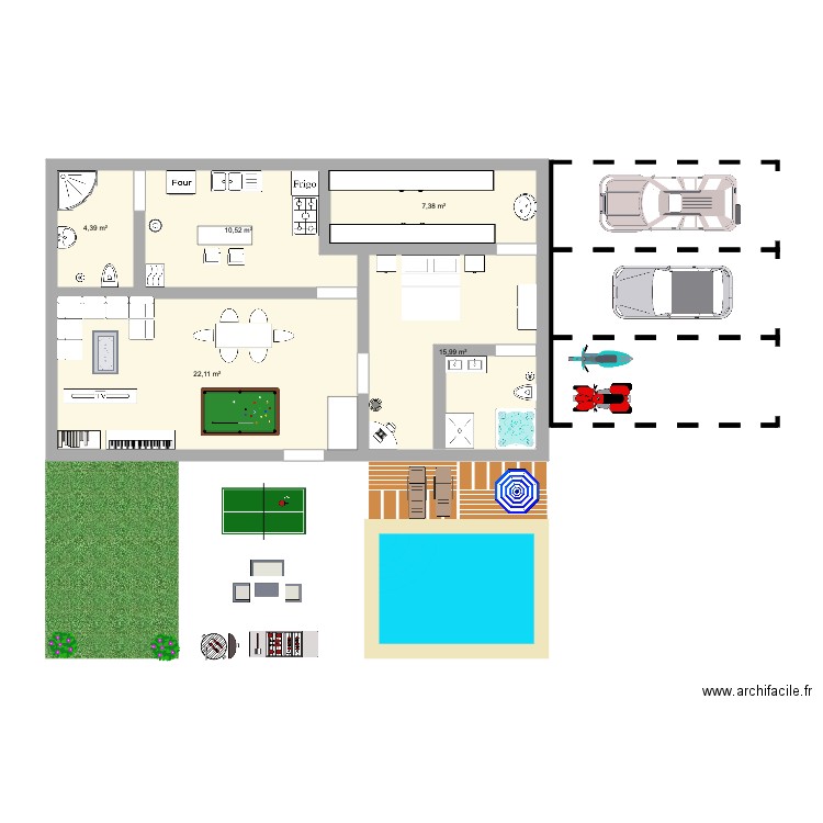 marcopauela. Plan de 5 pièces et 60 m2