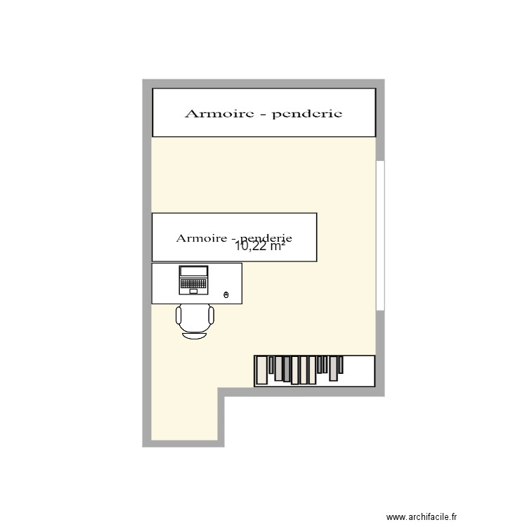 bureau. Plan de 1 pièce et 10 m2