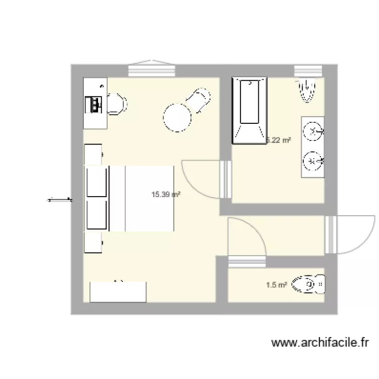 chambre double type GRAND HOTEL. Plan de 