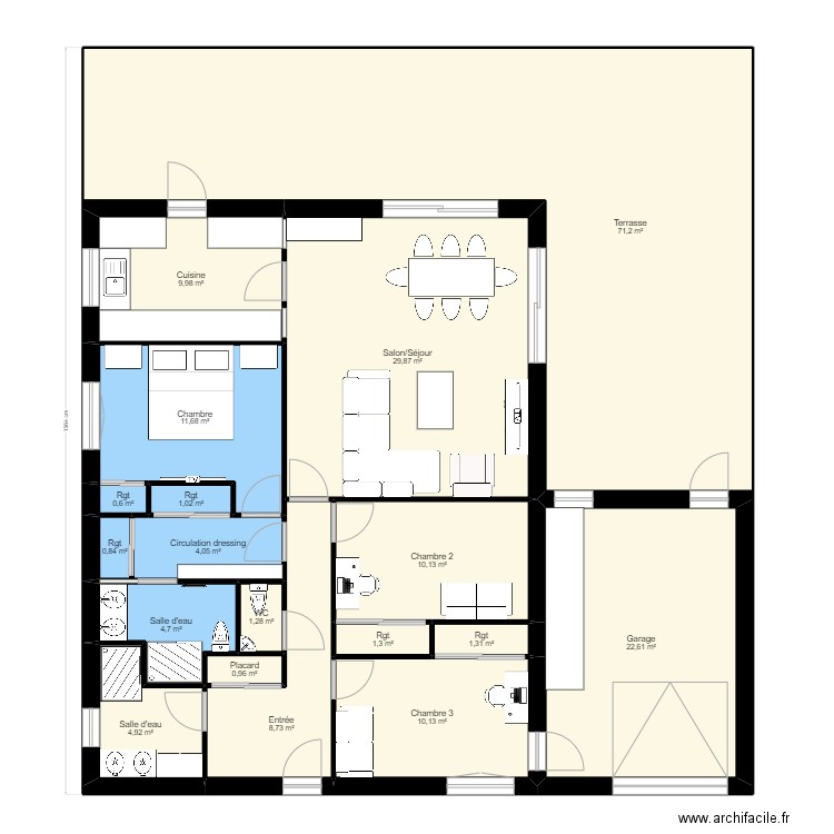 Claude. Plan de 18 pièces et 195 m2