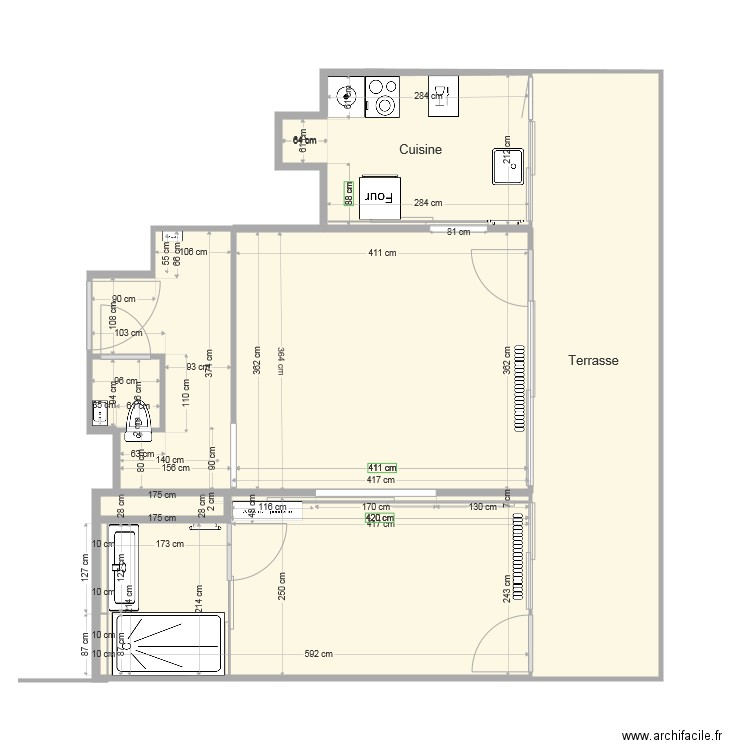 plan modifié avec doublage. Plan de 0 pièce et 0 m2