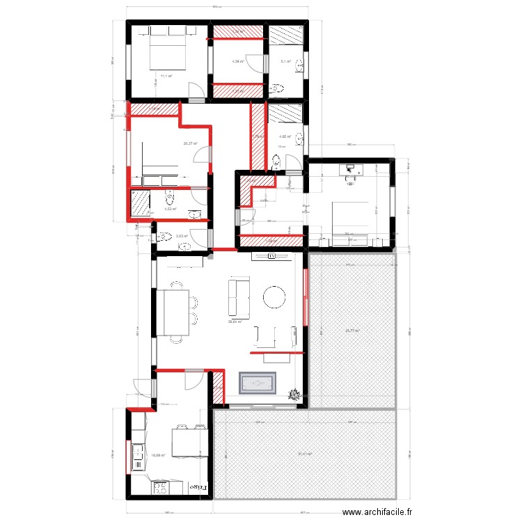 Chagoury Plan actuel 2.0. Plan de 18 pièces et 175 m2