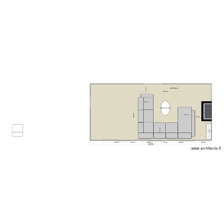 SEJOUR - ESPACE CANAPE - NUAGE 27C. Plan de 1 pièce et 45 m2