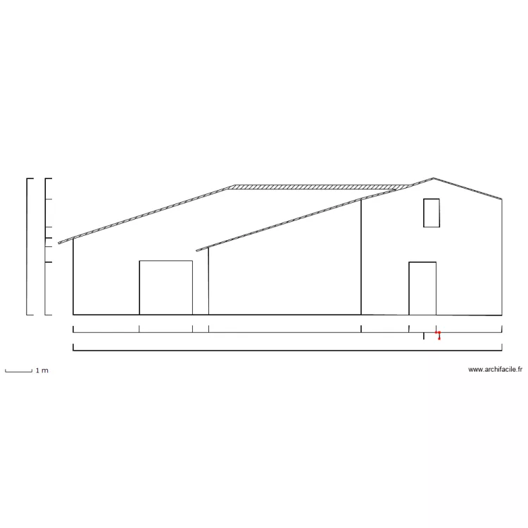 Fa&ccedil;ade Sud-est existant. Plan de 