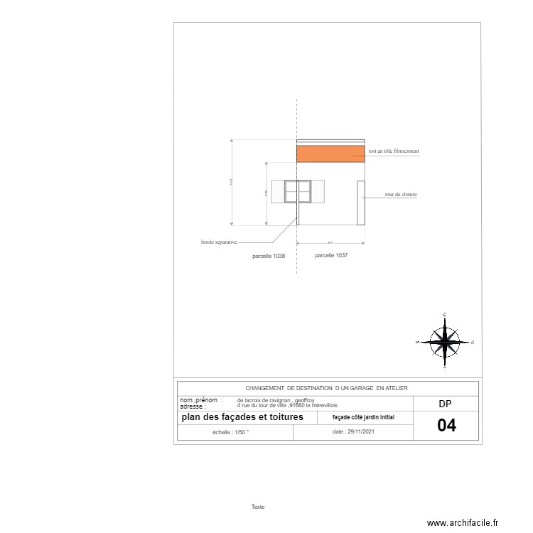 plan de façade  arrière  initial Geoffroy. Plan de 0 pièce et 0 m2