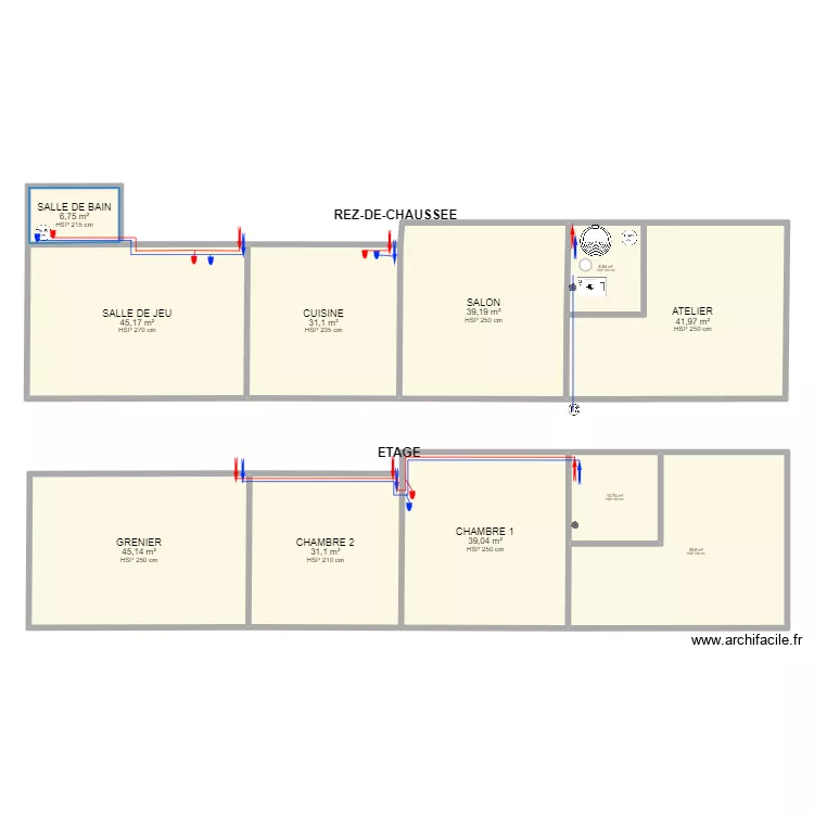 HURE - Alimentation eau sanitaire. Plan de 
