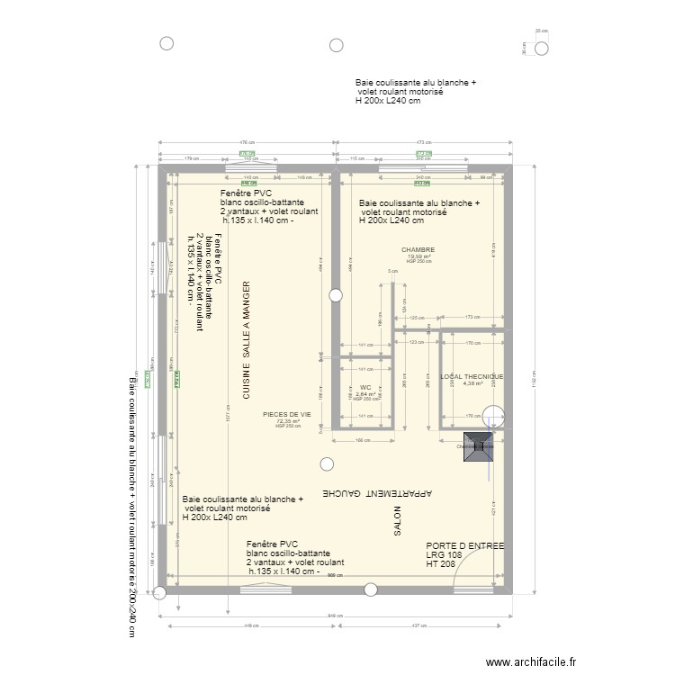 PLAN MESURE DE REL  APPARTEMENT GAUCHE 15/10 ISORENS 26 10 . Plan de 4 pièces et 99 m2