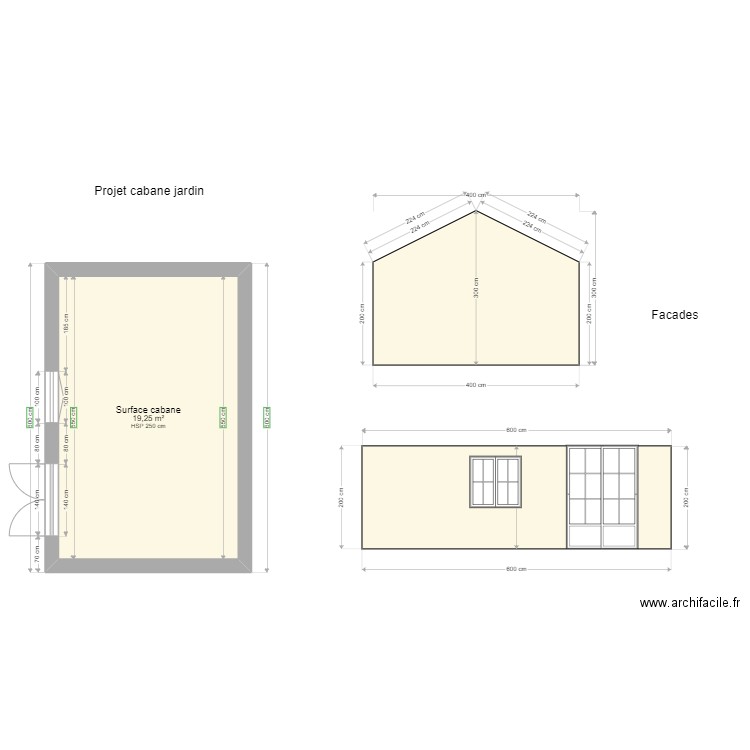 cabane_jardin Chilly. Plan de 1 pièce et 19 m2