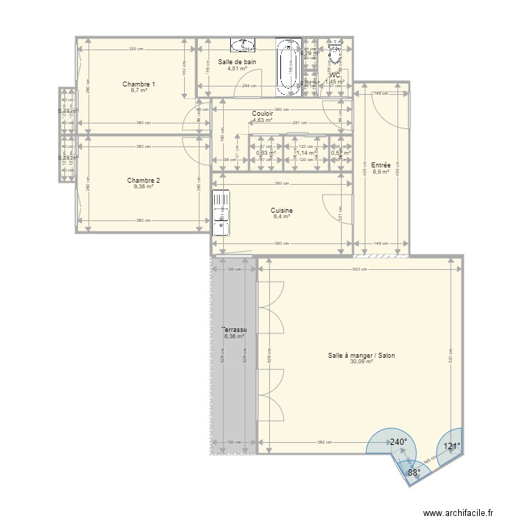 APPT MITRY. Plan de 16 pièces et 84 m2