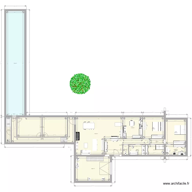 Vedrin maison annexe 2 ch  piscine en L. Plan de 