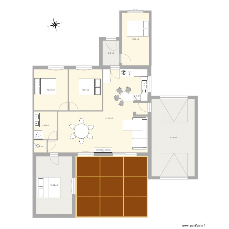 extension meublées. Plan de 0 pièce et 0 m2