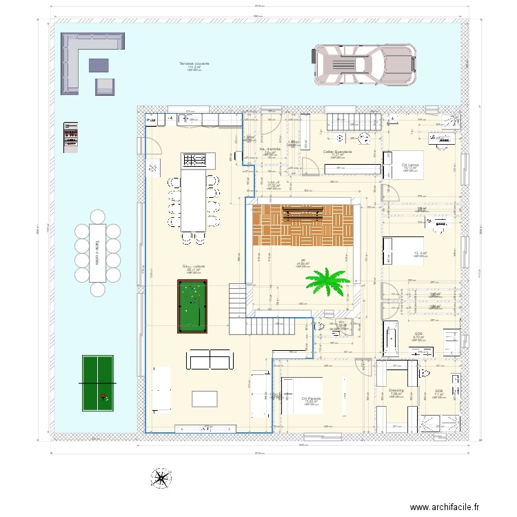 Mas 3. Plan de 19 pièces et 362 m2