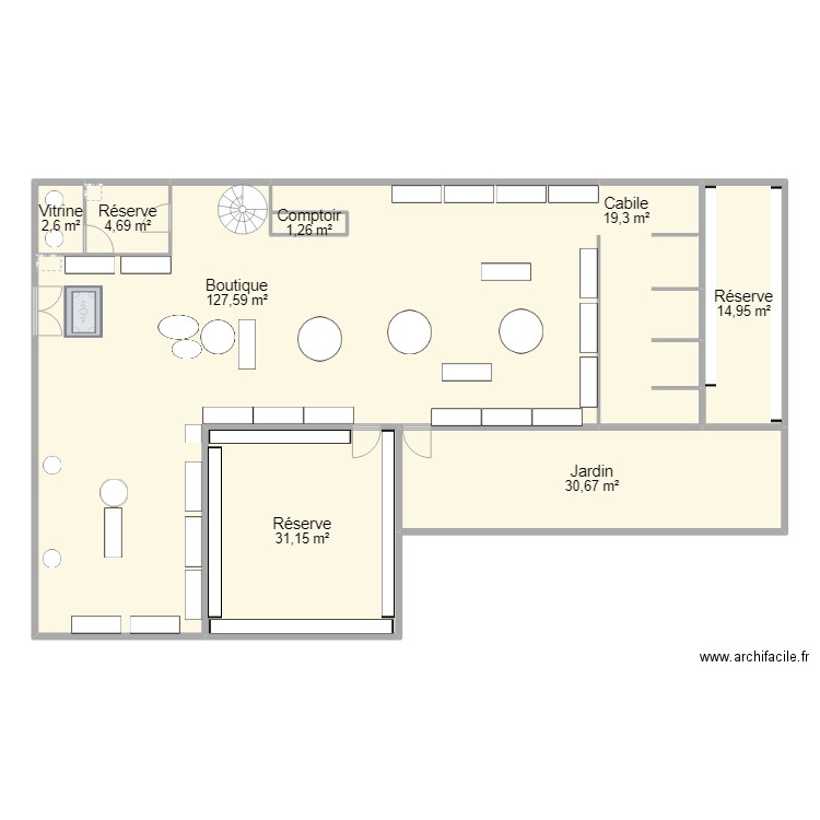 Plan Naf Naf. Plan de 8 pièces et 232 m2