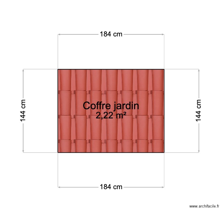 Coffre jardin. Plan de 1 pièce et 2 m2