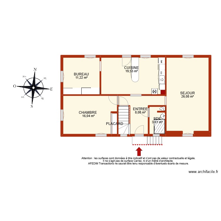 BI 9598 RDC. Plan de 10 pièces et 88 m2