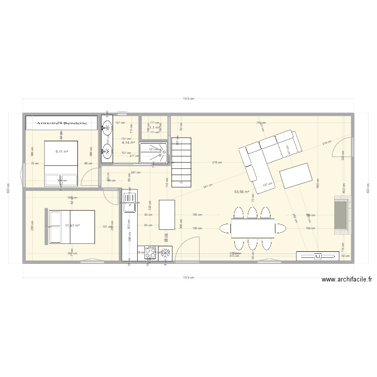 maquette. Plan de 5 pièces et 80 m2