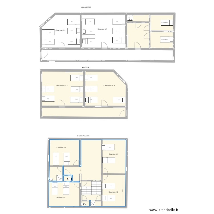 EX ALLOUX. Plan de 4 pièces et 226 m2