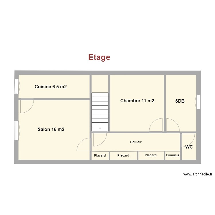 Etage Chatton Masseube. Plan de 11 pièces et 54 m2