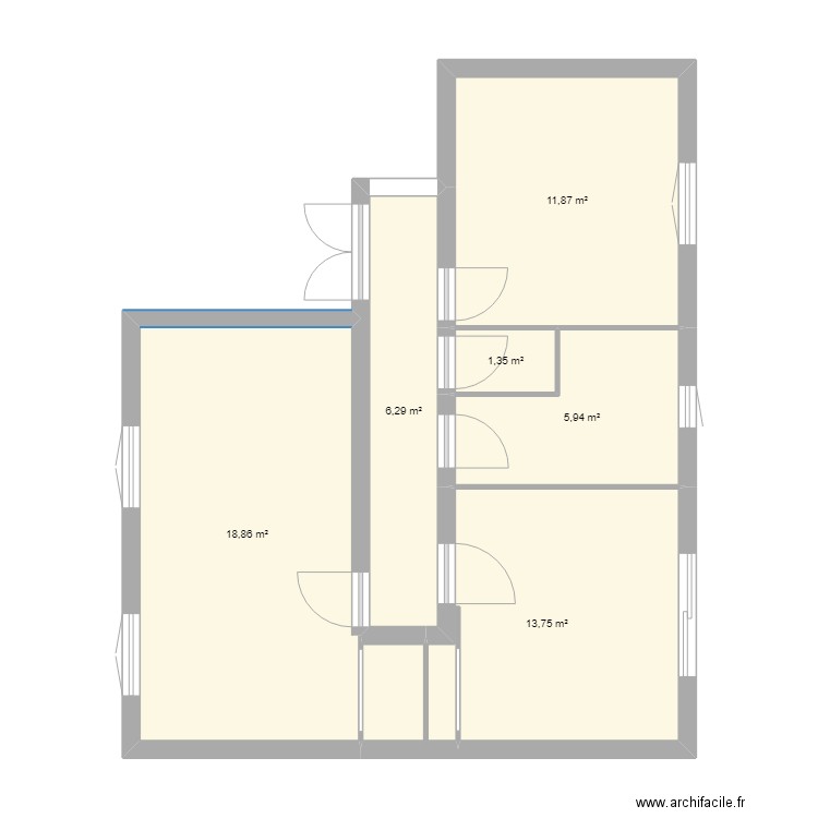 chambre d'hôte . Plan de 6 pièces et 58 m2