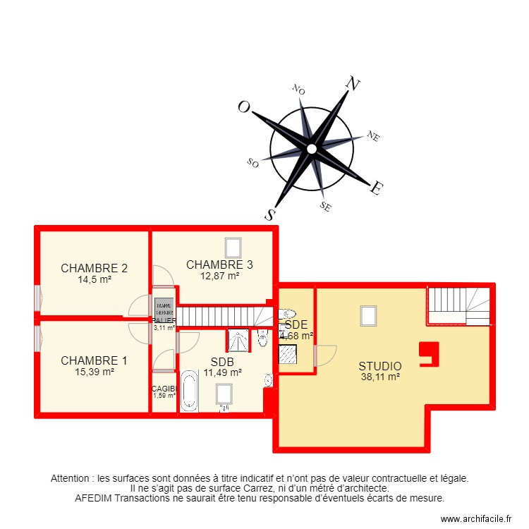 BI 15197. Plan de 27 pièces et 338 m2