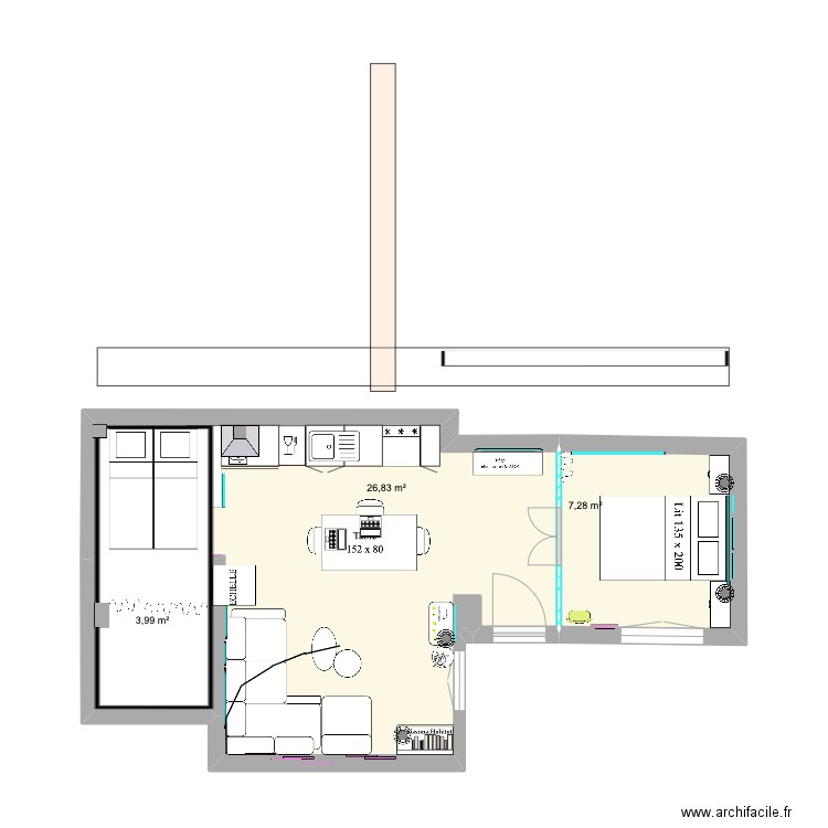 Appart Sevilla V7 Mezzanine ok. Plan de 3 pièces et 38 m2