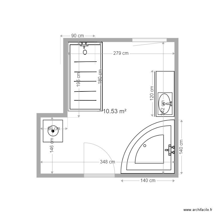 Sdb hernadez aspach le haut. Plan de 1 pièce et 11 m2