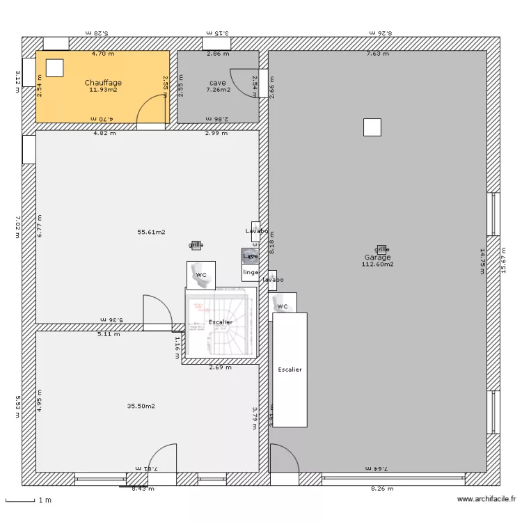 Sous-sol av.cave II. Plan de 