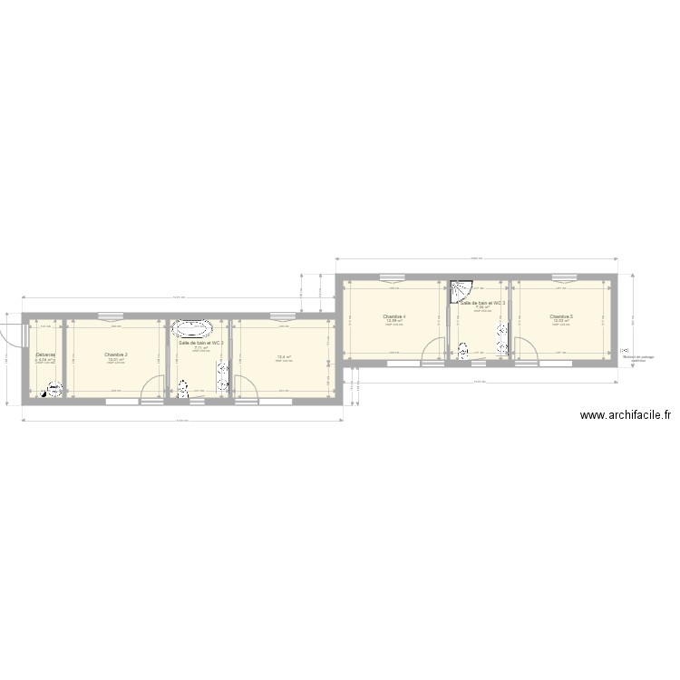 Partie nuits. Plan de 0 pièce et 0 m2