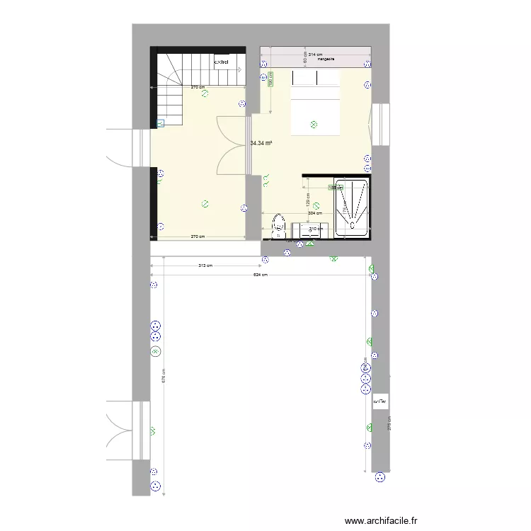 grange existant cotation  prises am&eacute;nagements sdb 3. Plan de 