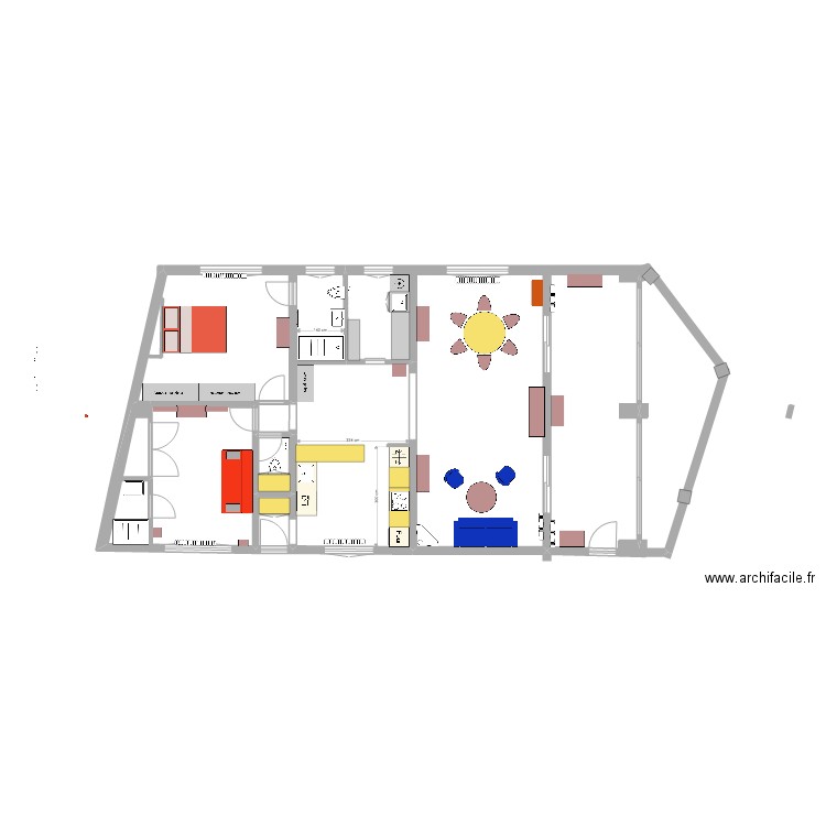 Vanves rez de jardin. Plan de 4 pièces et 56 m2