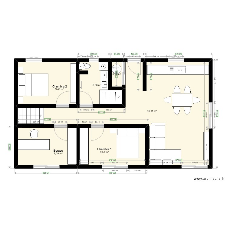 PLAN_MAISON_ISPAGNAC_2ETAGES. Plan de 6 pièces et 70 m2